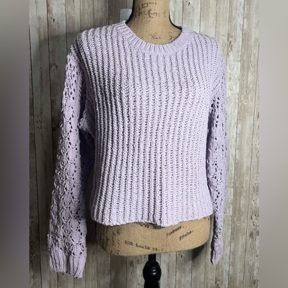 Dizzy Gal Light Purple Crop Knit Long Sleeved Sweater